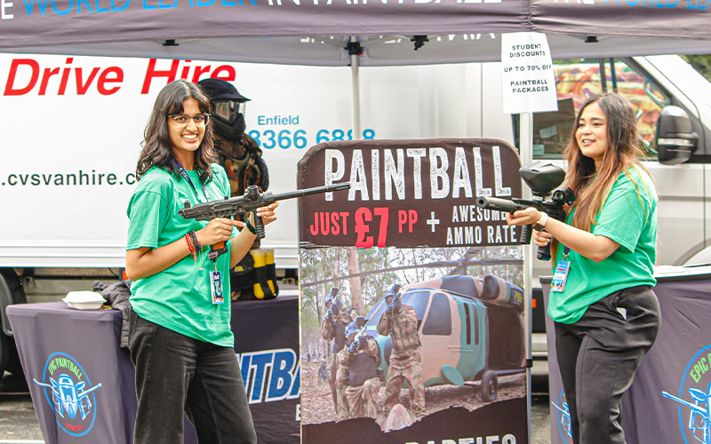 Students at an activation in the car park