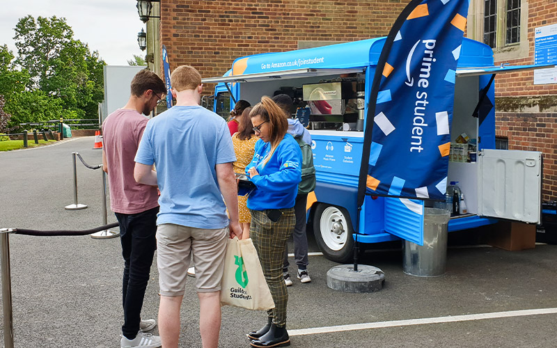 Students at an activation in the car park