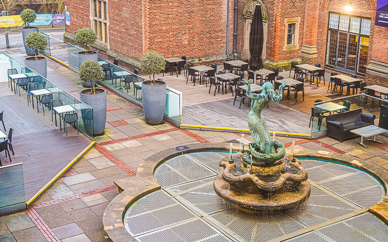 A photo of an empty Mermaid Square