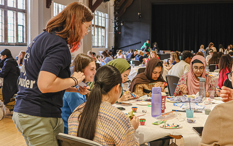 a photo of student staff a an event