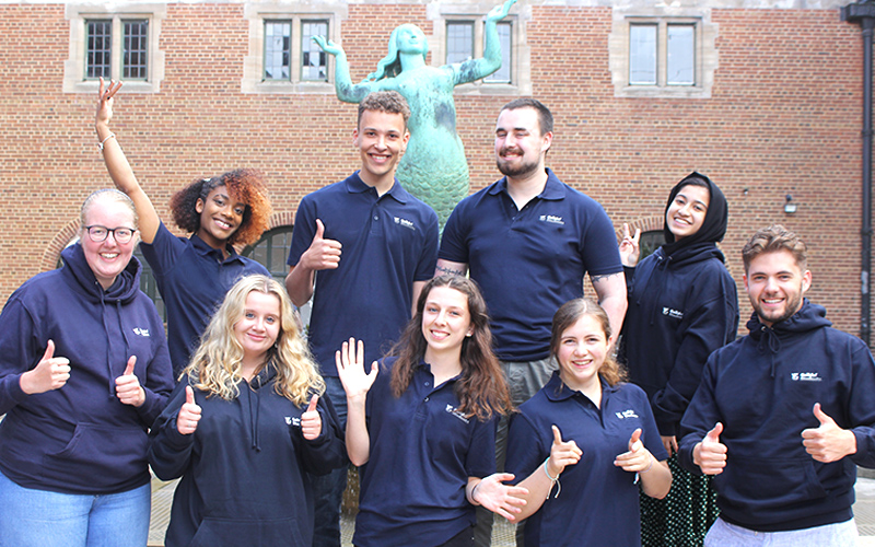 a photo of student staff in mermaid square