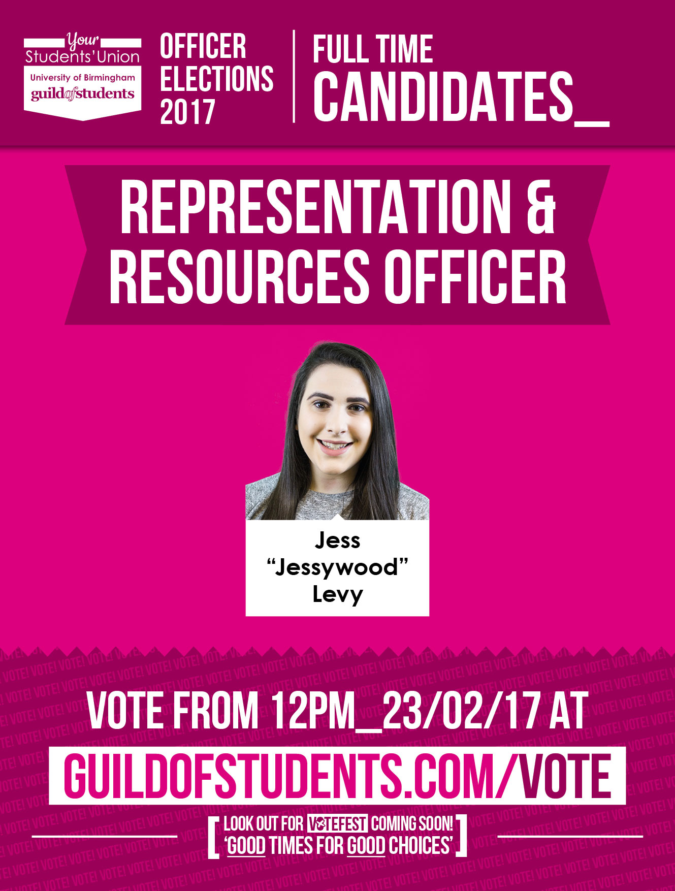 Guild Elections 2017 - Full Time Candidates - Representation & Resources Officer