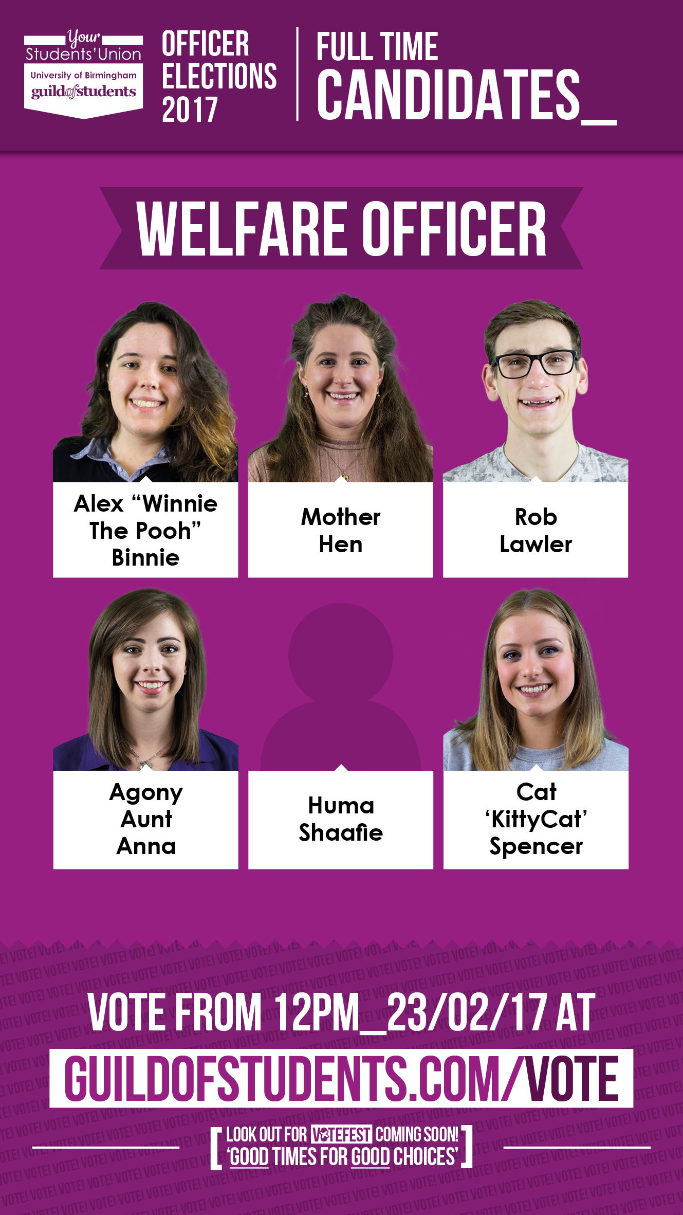 Guild Elections 2017 - Full Time Candidates - Welfare Officer